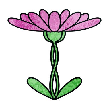 Retro grunge doku karikatür çiçek