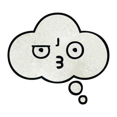 Retro grunge doku karikatür bir düşünce balonu