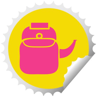 dairesel peeling etiket karikatür kettle pot