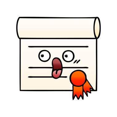 Degrade gölgeli karikatür sertifika