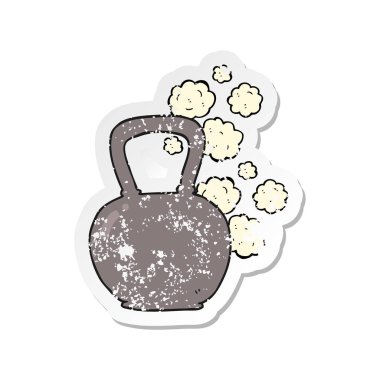 bir çizgi film ağır su ısıtıcısı çan Retro sıkıntılı etiket