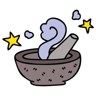 ilginç çizgi film sihirli havaneli ve harç el çekilmiş