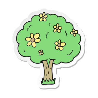 çiçekli bir karikatür ağacının etiket