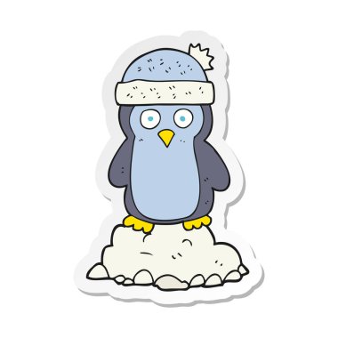 etiket şapka bir karikatür penguen