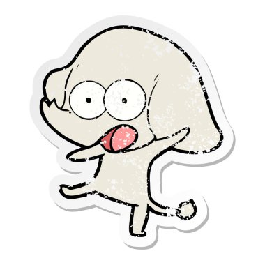 sevimli çizgi fil sıkıntılı etiket