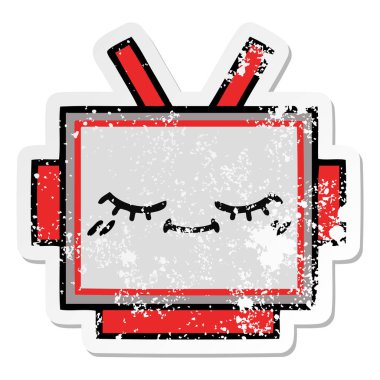 sevimli çizgi robot baş sıkıntılı etiket