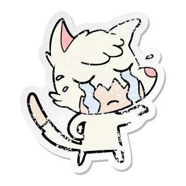 ağlayan bir tilki karikatür sıkıntılı etiket