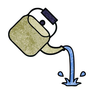 Retro grunge doku karikatür dökerek su ısıtıcısı