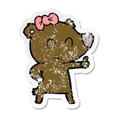 bir kadın ayı karikatür sıkıntılı etiket