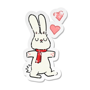 aşık bir karikatür tavşan sıkıntılı etiket