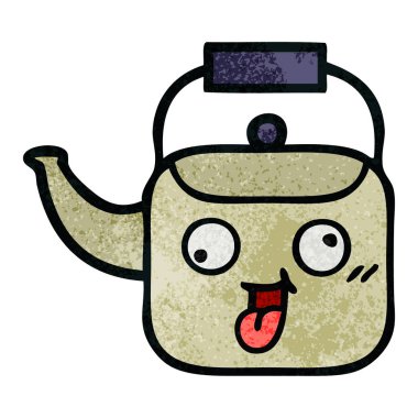 Retro grunge doku karikatür bir Kettle