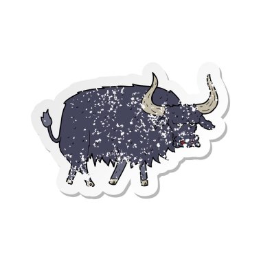 Retro etiket bir karikatür rahatsız kıllı öküz sıkıntılı