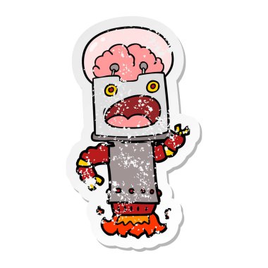 bir çizgi film robot sıkıntılı etiket