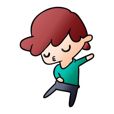 kawaii şirin çocuk serbest el çekilmiş degrade çizgi film