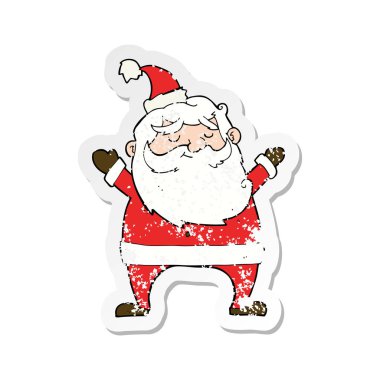 neşeli Noel Baba çizgi film Retro sıkıntılı etiket