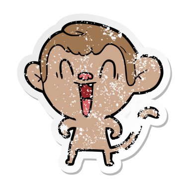 bir karikatür komik maymun sıkıntılı etiket