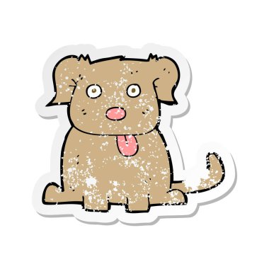 Retro sıkıntılı etiket bir karikatür köpek