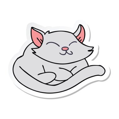 ilginç bir el etiket karikatür kedi çizilmiş