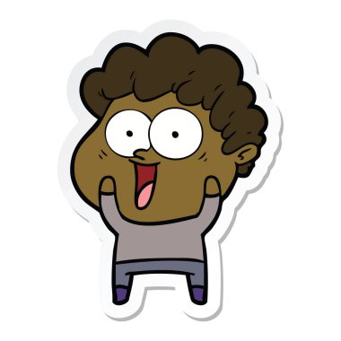 etiket karikatür mutlu bir adamın