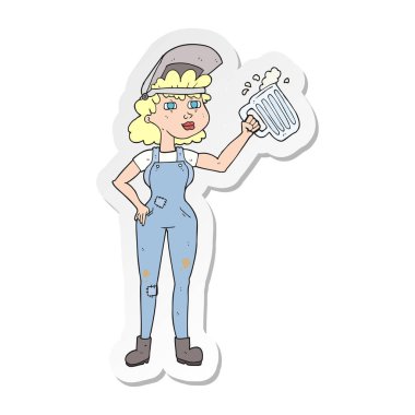 bir çizgi film çok çalışkan kadın bira ile etiket 