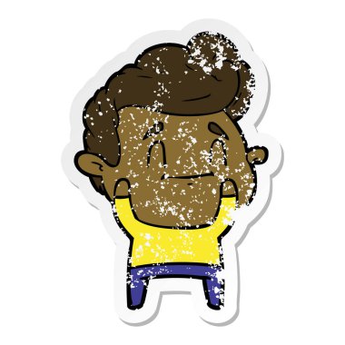 bir mutlu çizgi film adamın sıkıntılı etiket