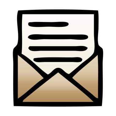 Degrade çizgi film mektup ve zarf gölgeli