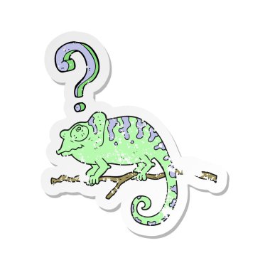 bir çizgi film meraklı bukalemun Retro sıkıntılı etiket