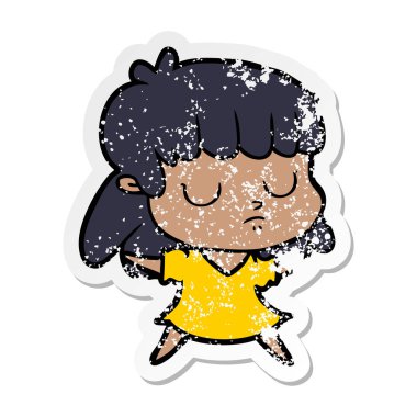 bir çizgi film kayıtsız kadının sıkıntılı etiket