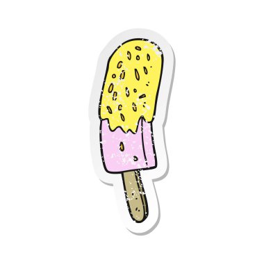 bir çizgi film Buz lolly Retro sıkıntılı etiket