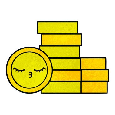 Retro grunge doku karikatür bir sikke