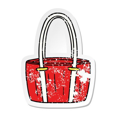 sıkıntılı etiket karikatür doodle bir Kırmızı çantalı