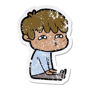 bir çizgi film meraklı insanın sıkıntılı etiket