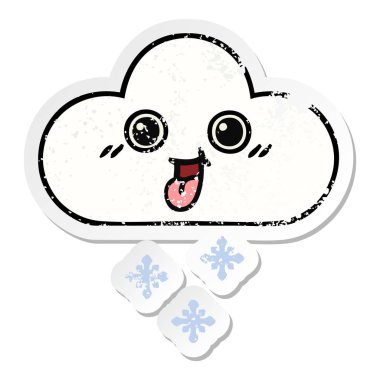 sevimli çizgi kar bulut sıkıntılı etiket