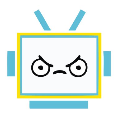 düz renk retro karikatür robot baş