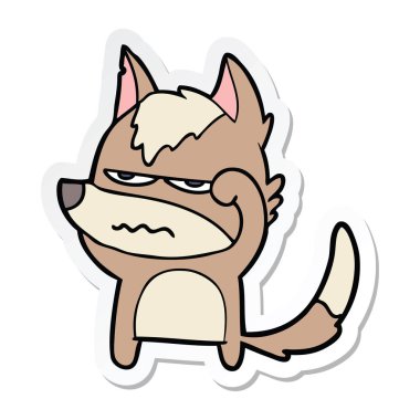 etiket bir karikatür rahatsız kurt