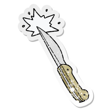 bir çizgi film keskin mutfak bıçak sıkıntılı etiket