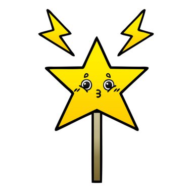 Degrade gölgeli çizgi film sihirli değnek