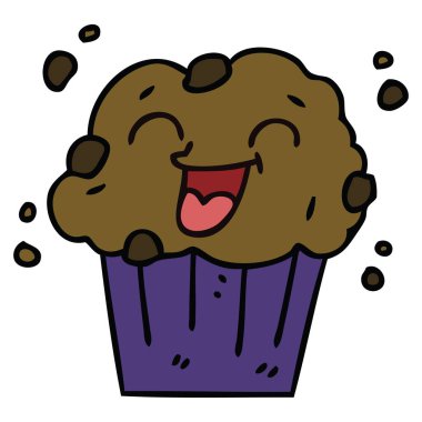 ilginç el çizilmiş karikatür mutlu muffin