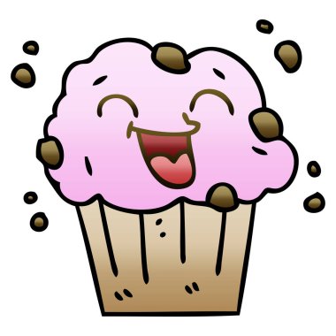 Degrade gölgeli ilginç karikatür mutlu muffin