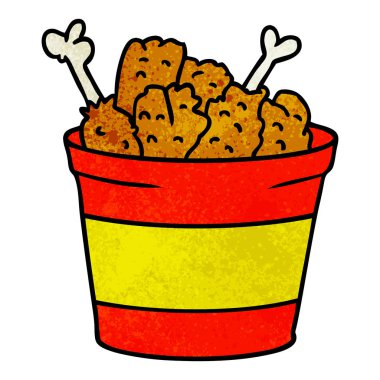 dokulu karikatür doodle kova kızarmış tavuk