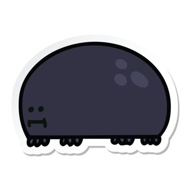 ilginç bir el etiket karikatür böceği çizilmiş