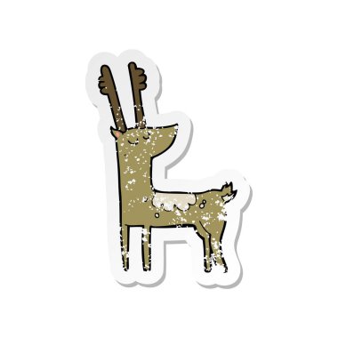 bir çizgi film geyik Retro sıkıntılı etiket