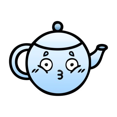 bir çaydanlık degrade gölgeli karikatür