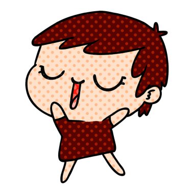 şirin kawaii kısa saçlı kız çizgi film