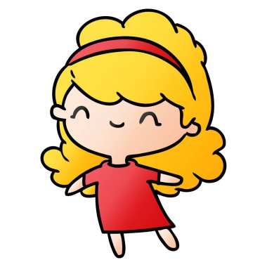 Degrade çizgi film kawaii kız baş grubu ile