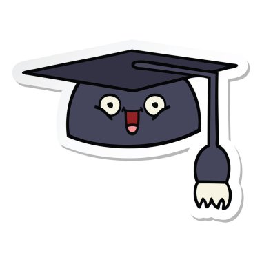 etiket sevimli çizgi mezuniyet şapka