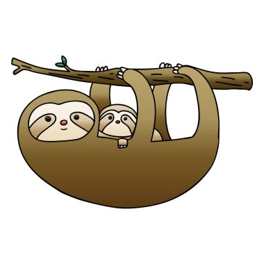 ilginç degrade gölgeli karikatür tembellik ve bebek