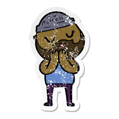 sakallı bir karikatür insanın sıkıntılı etiket