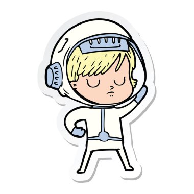 bir çizgi film astronot kadının etiket