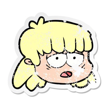 bir çizgi film kadın yüzü sıkıntılı etiket